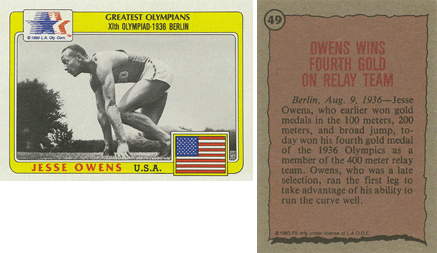Greatest Olympians (Topps/L.A. Olympic Committee), 1983 - Jesse Owens